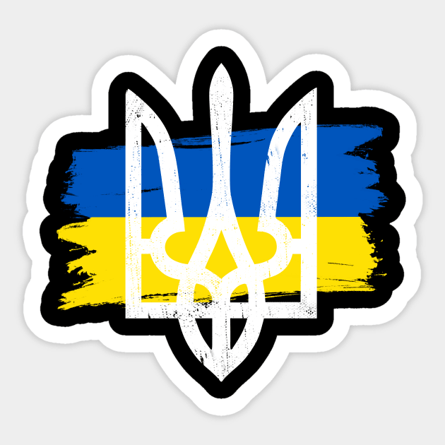 Ukraine Flag Symbol - Ukraine Trident Sticker by Yasna